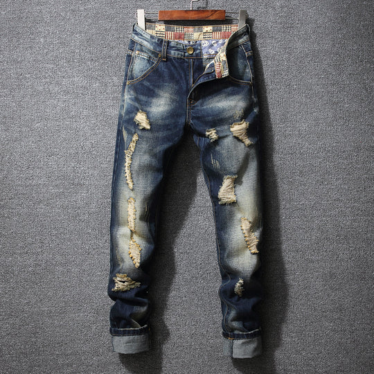 Herren Zerrissene Denim-Jeans mit lässigem Schnitt EB