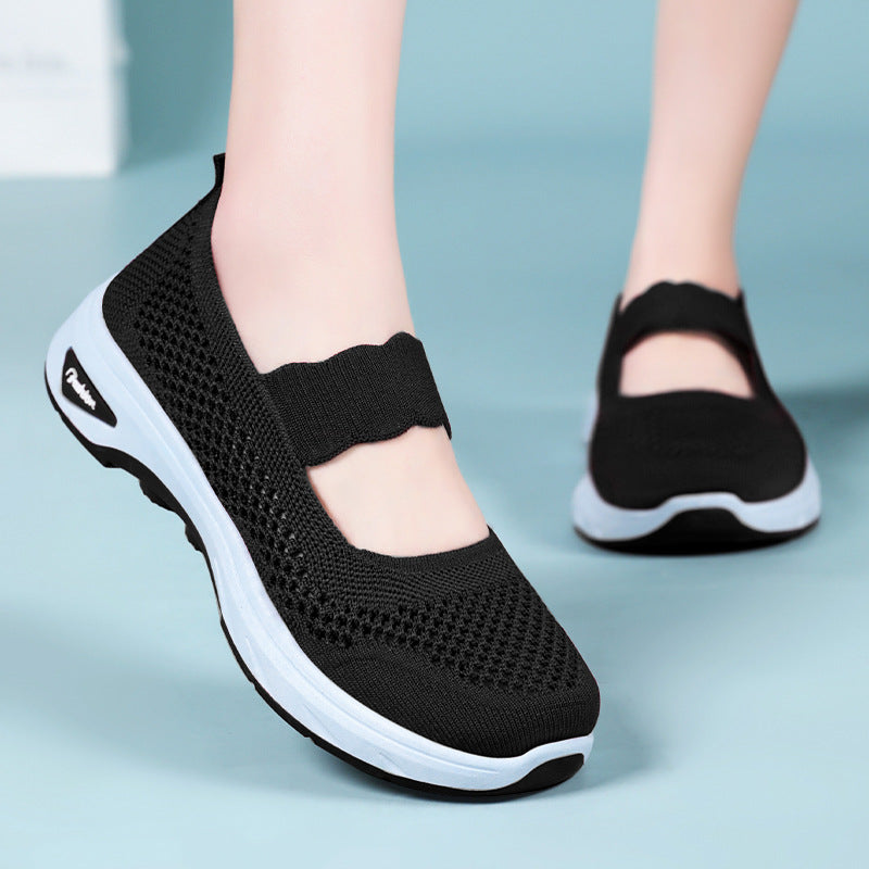 Damen Slip-On Freizeitschuhe mit atmungsaktivem Obermaterial und flexiblem Fußbett EB