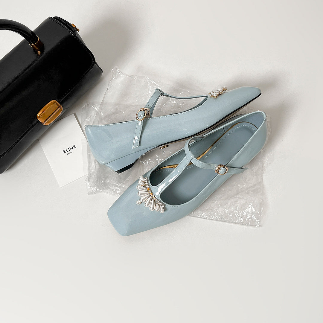Damen Slingback-Ballerinas mit dekorativen Perlenapplikationen und elegantem Riemen EB