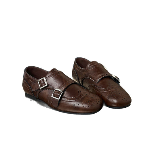 Damen elegante Mokassins mit modischen Schnallen und perforierten Details EB