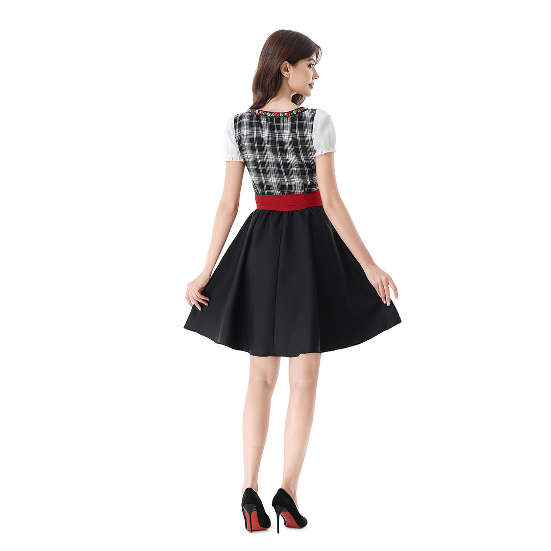 Damen nan traditionelles Dirndlkleid mit Karo-Mieder und gesteppter Schürze EB