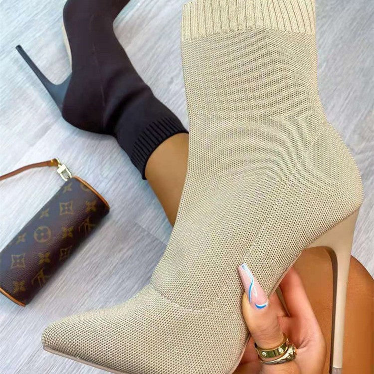 Damen High Heels mit enganliegendem Stricksohlen-Design EB