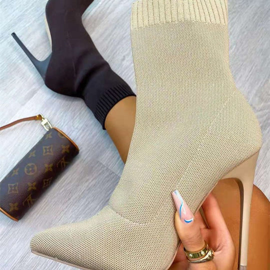 Damen High Heels mit enganliegendem Stricksohlen-Design EB