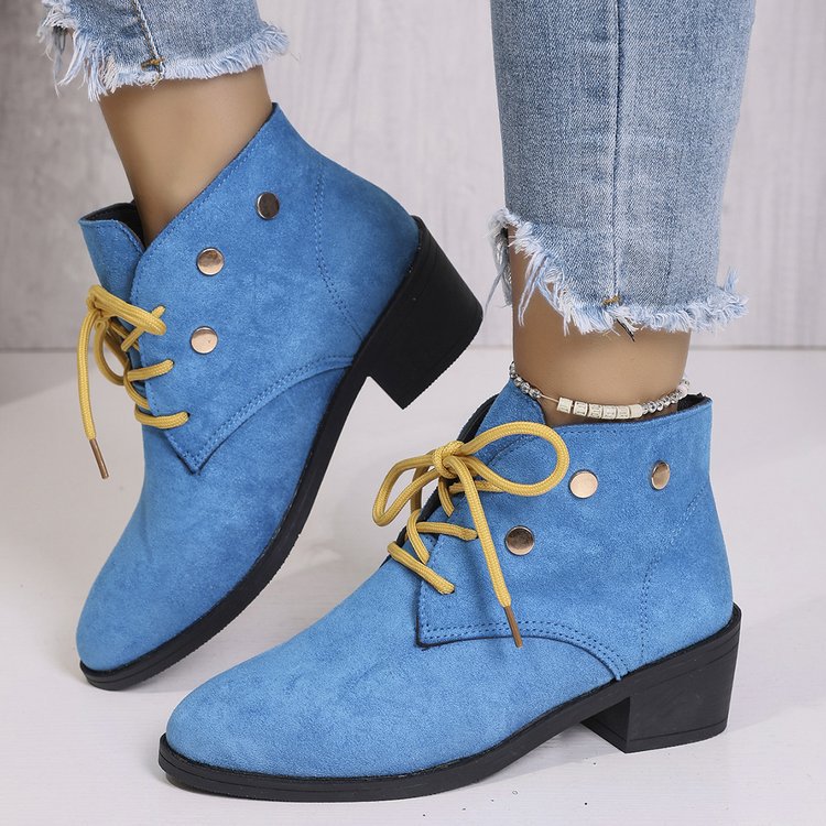 Damen modische Stiefeletten mit auffälligen Schnürdetails und stabiler Profilsohle EB