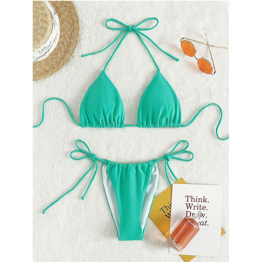 Damen Triangel-Bikini mit verstellbaren Trägern und Raffungen EB
