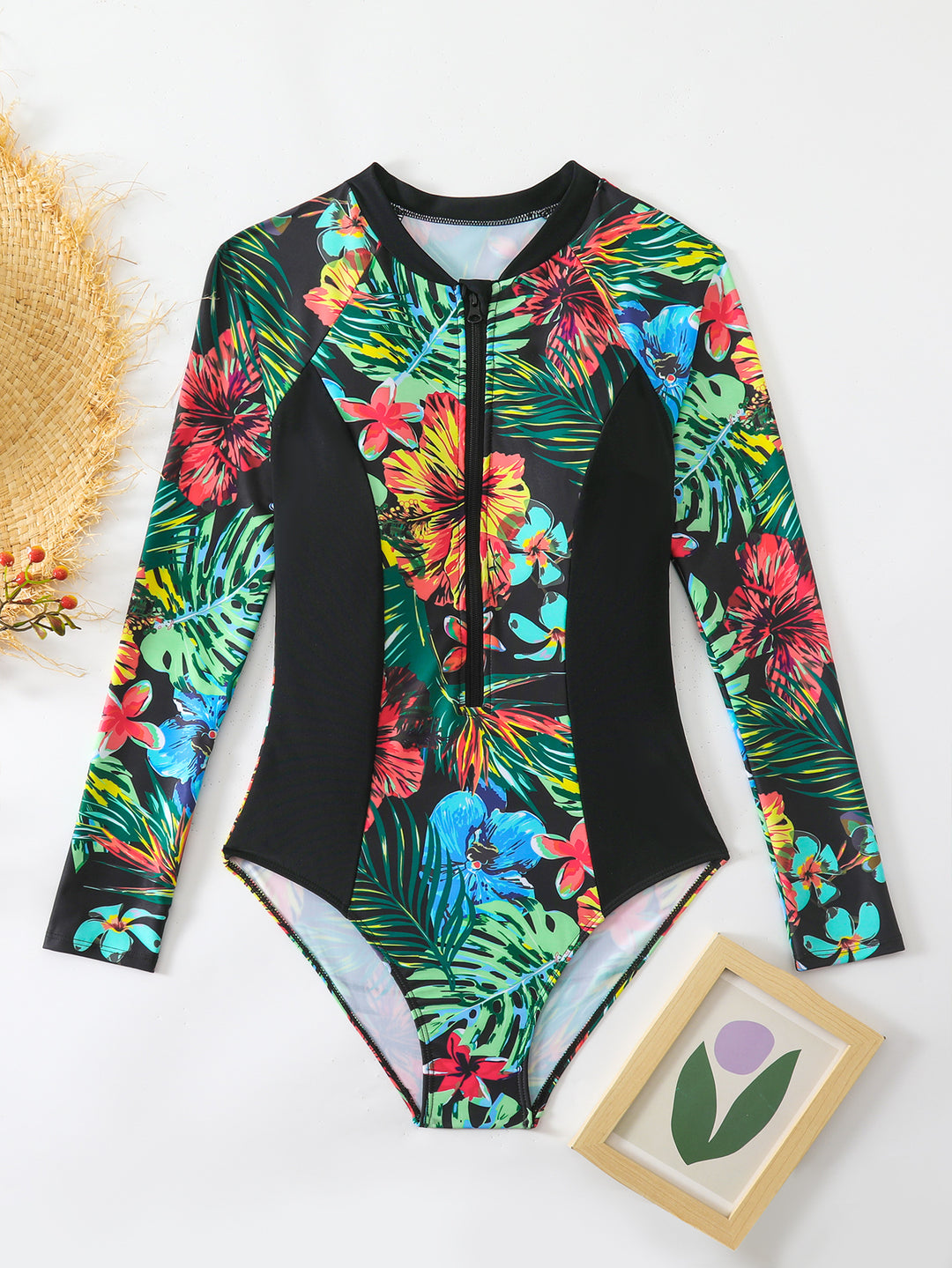 Damen Einteiler Badeanzug mit floralem Muster EB