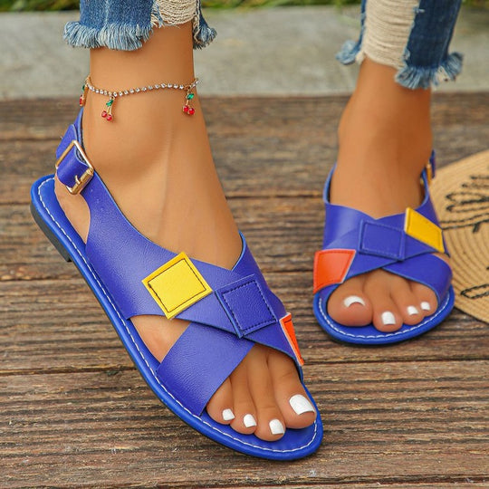 Damen Riemchen-Sandalen mit bunten Akzenten EB