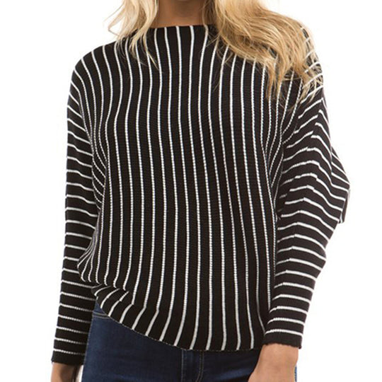 Damen gestreifter Pullover mit weitem Schnitt und innovativem Design EB