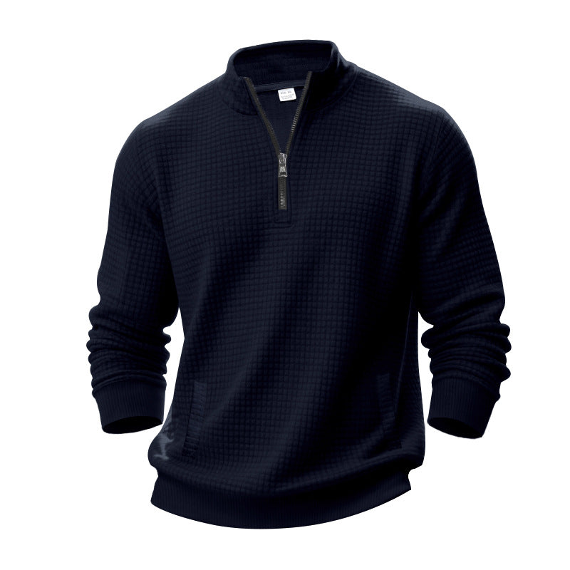Herren Strukturierter Sweatpullover mit halbem Reißverschluss EB