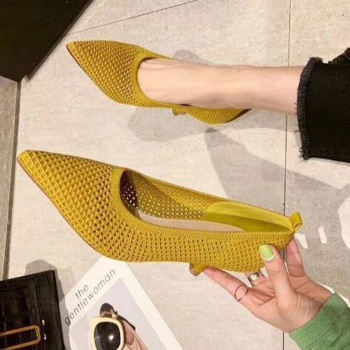 Damen elegante Spitzen-Pumps mit perforiertem Obermaterial EB