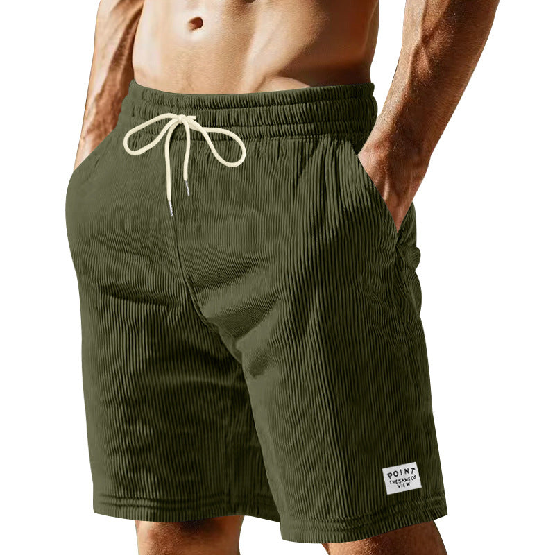 Herren nan knielange Lounge-Shorts im Rippenstrukturjersey mit elastischem Kordelzugbund und aufgesetzten Eingrifftaschen EB