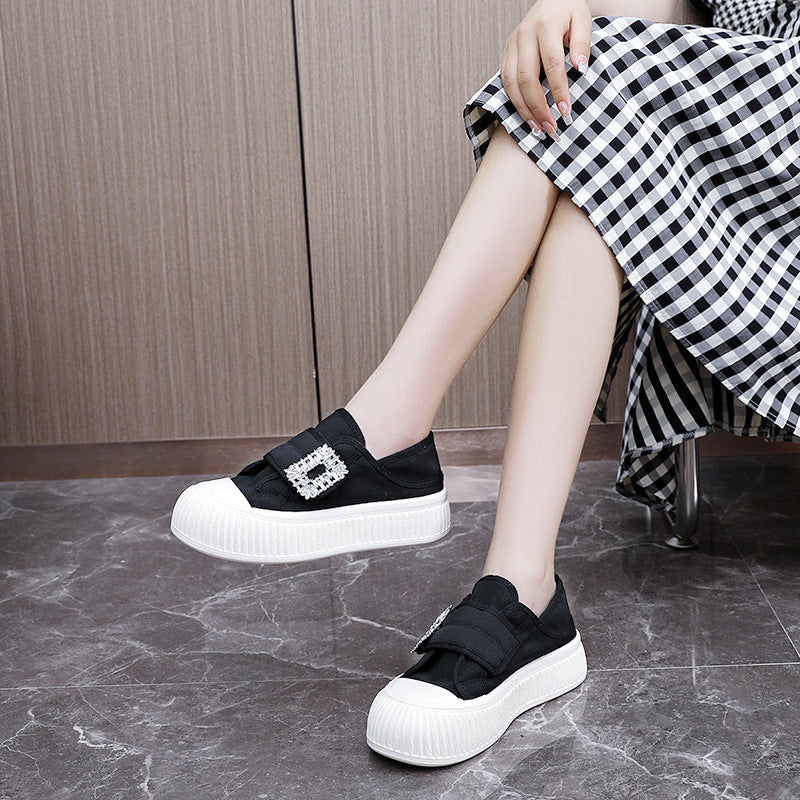 Damen modische Slip-On Sneakers mit eleganter Schnalle EB