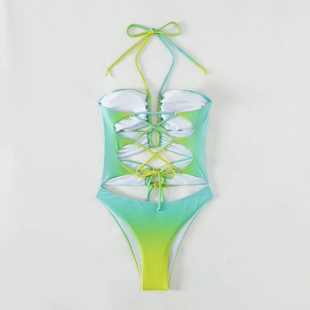 Damen Cut-Out Badeanzug mit Raffung und Trendfarben EB