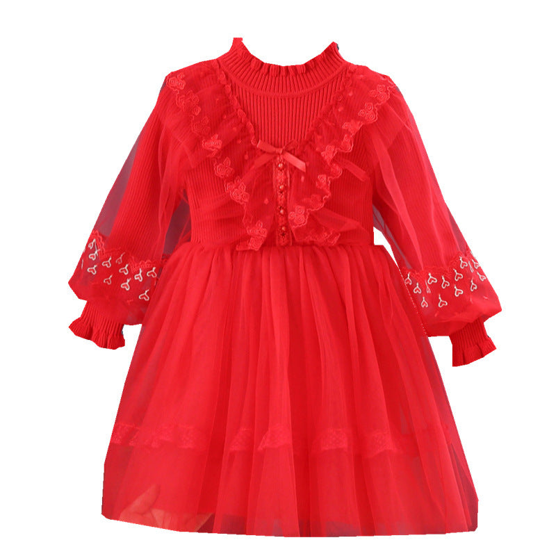 Mädchen festliches Tüllkleid mit Rüschendetails EB