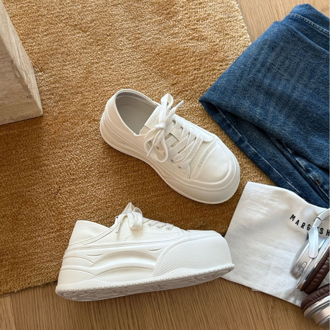 Damen Plateau-Sneaker aus hochwertigem Material mit atmungsaktiver Sohle EB