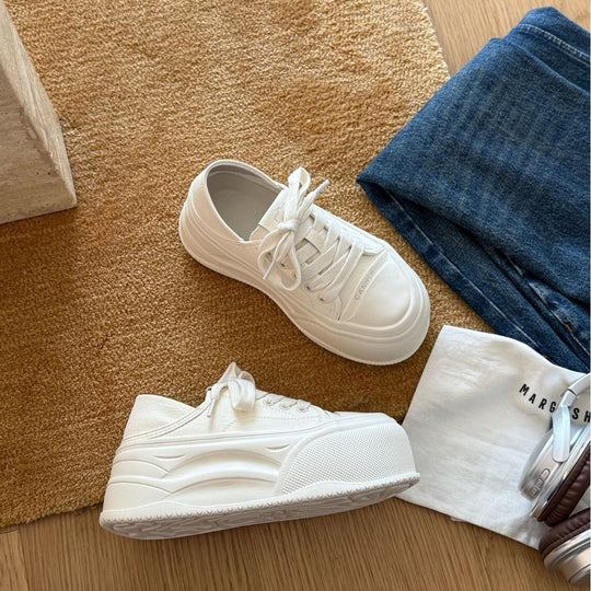 Damen Plateau-Sneaker aus hochwertigem Material mit atmungsaktiver Sohle EB