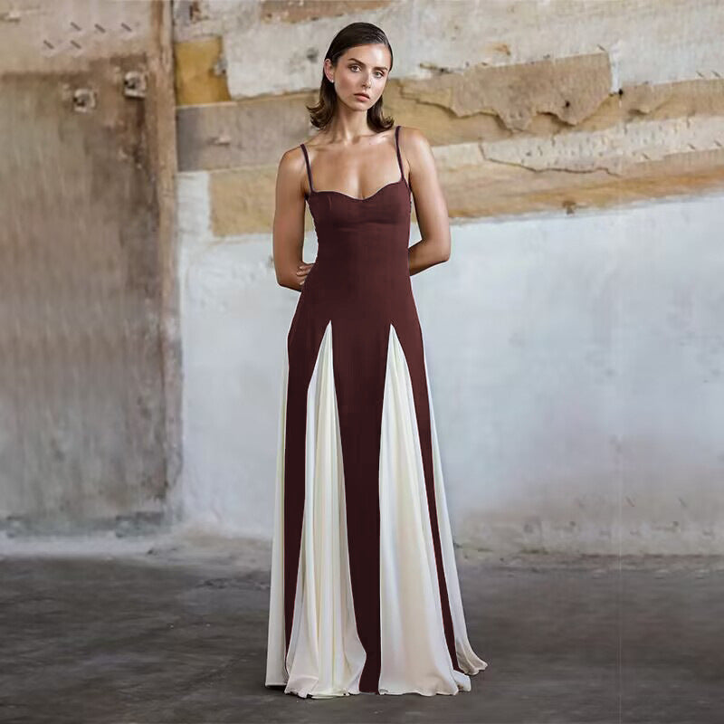 Damen Elegantes Maxi-Kleid mit tiefem V-Ausschnitt und seitlichen Drapierungen EB