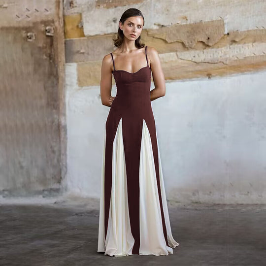 Damen Elegantes Maxi-Kleid mit tiefem V-Ausschnitt und seitlichen Drapierungen EB