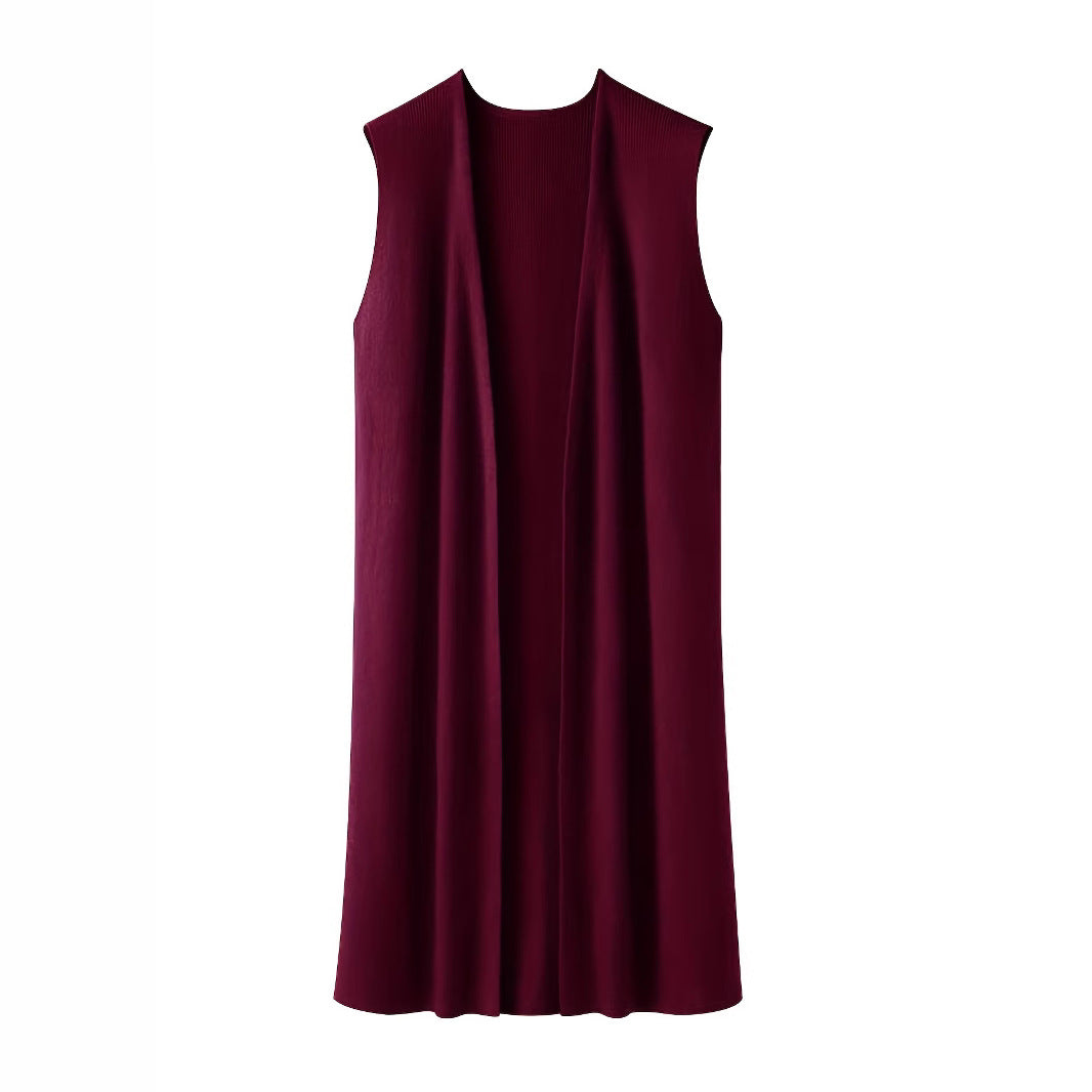Damen longitudinaler Strickmantel mit Seitenschlitzen EB