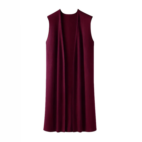 Damen longitudinaler Strickmantel mit Seitenschlitzen EB