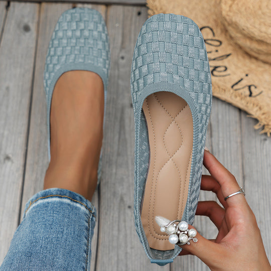 Damen Bequeme Ballerinas mit trendigem Wabenmuster und elastischem Einstieg EB
