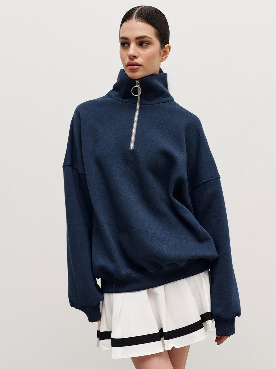Damen Sweatshirt mit Zip-Kragen und lässigem Schnitt EB