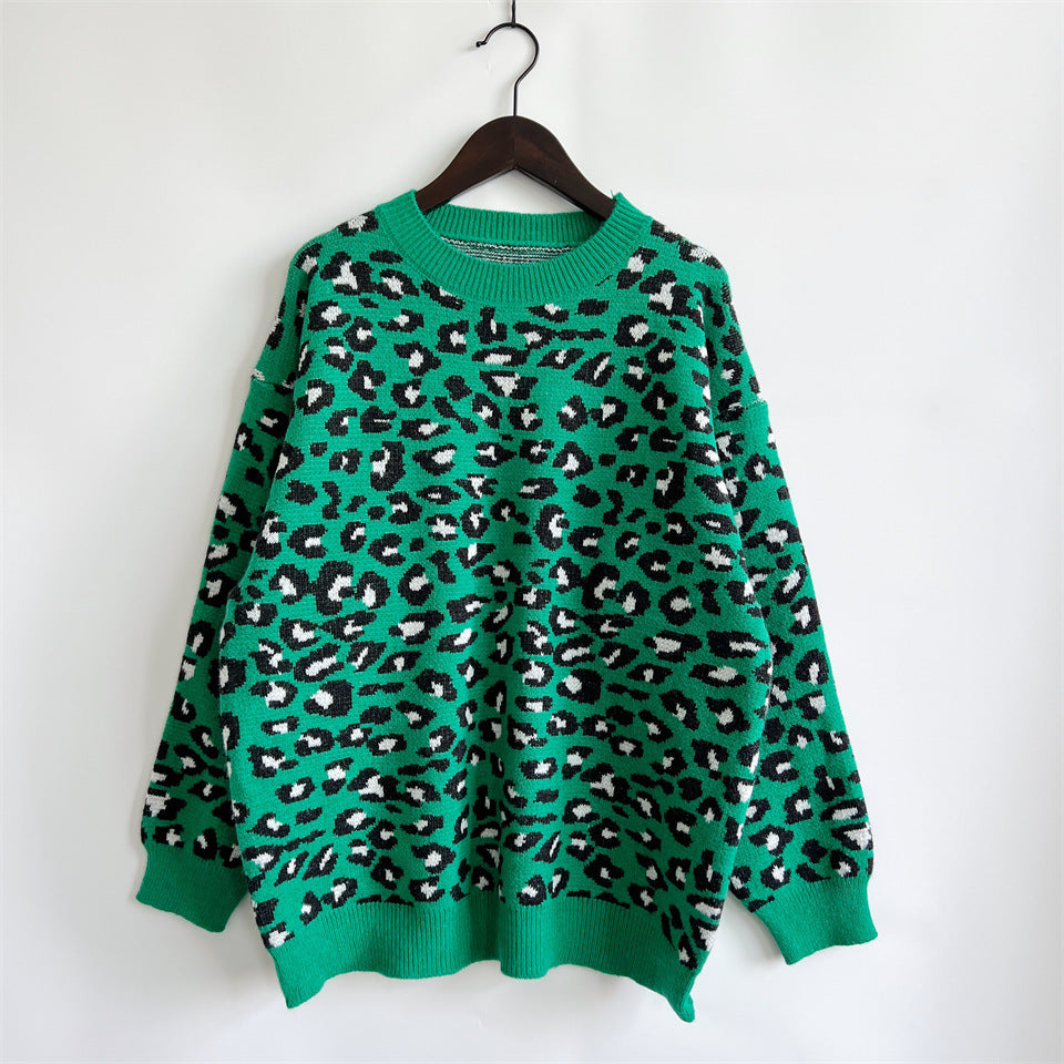 Damen legerer Pullover mit tierischem Muster EB