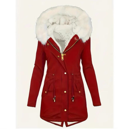 Damen gefütterte Winterjacke mit abnehmbarer Kapuze EB