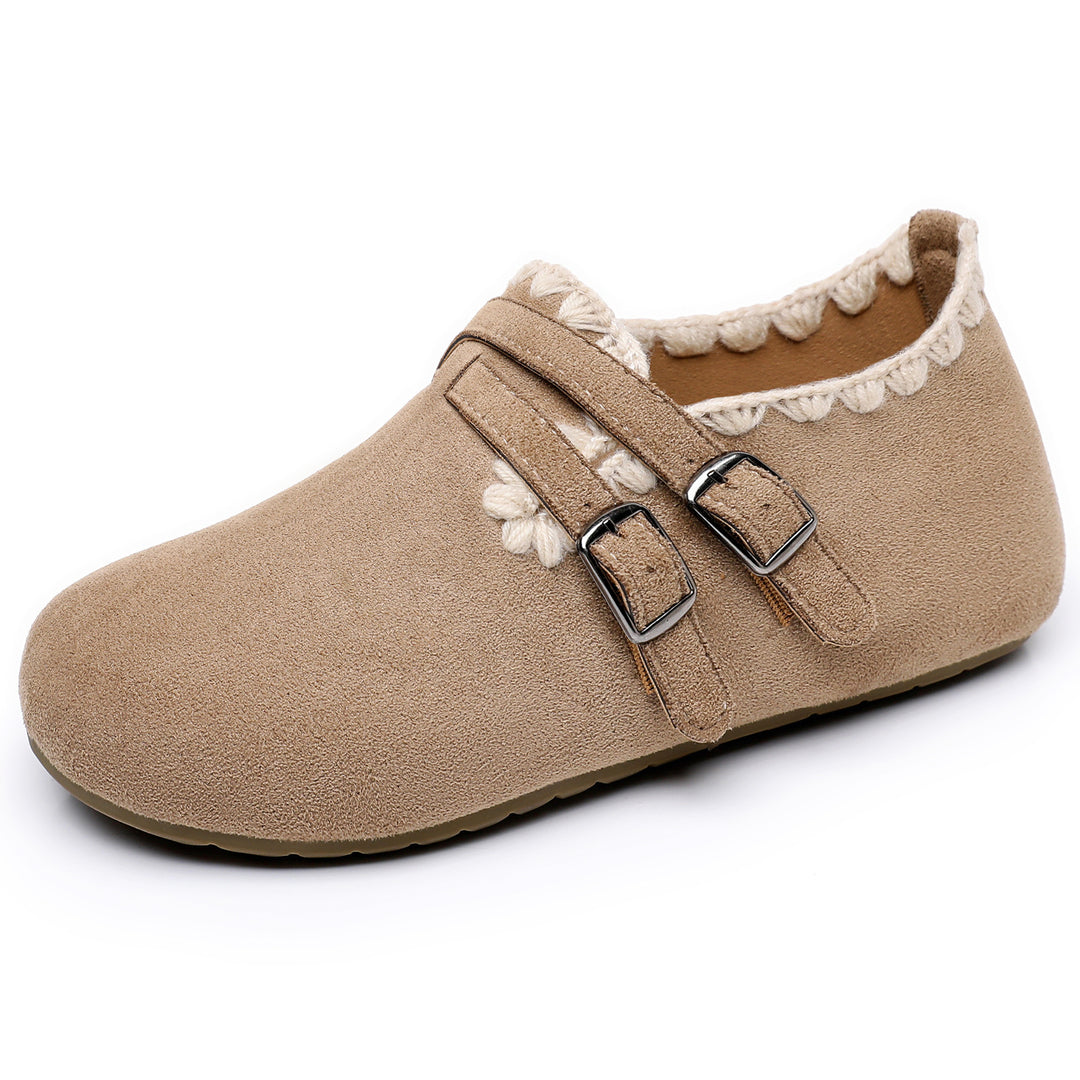 Damen Bequeme Hüttenschuhe mit verstellbaren Riemen und weichem Innenfutter EB
