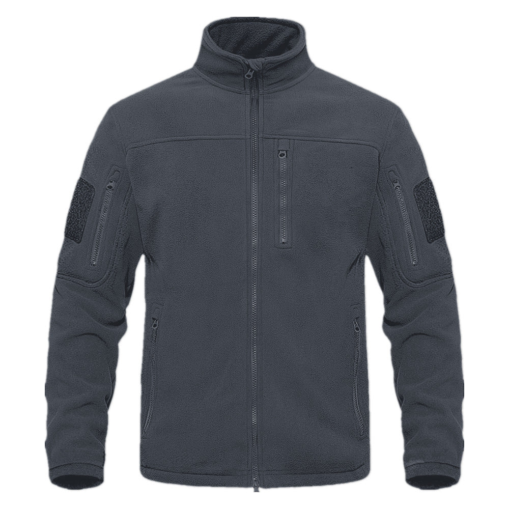 Herren Fleecejacke mit vielseitigen Taschen und hochschließendem Kragen EB