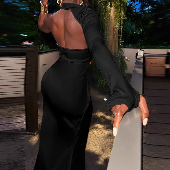 Damen Elegantes Wickelkleid mit asymmetrischem Ausschnitt und hohem Schlitz EB