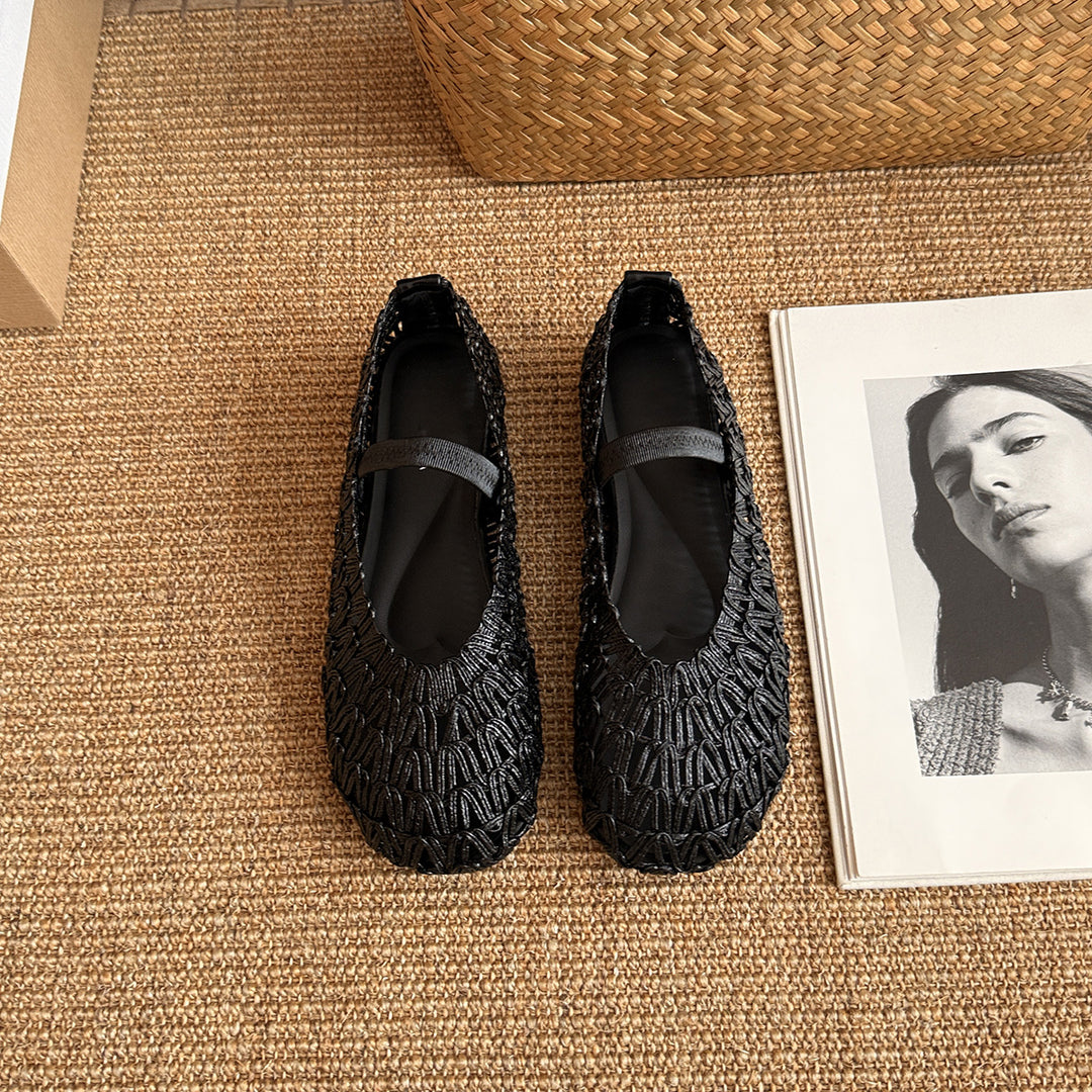 Damen Elegante Ballerinas mit modischer Riemchenbindung und weichem Stoff EB