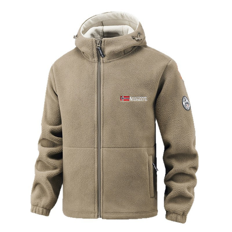 Herren wärmende Fleece-Kapuzenjacke mit Thermofutter, Reißverschlusstaschen und elastischen Bündchen EB