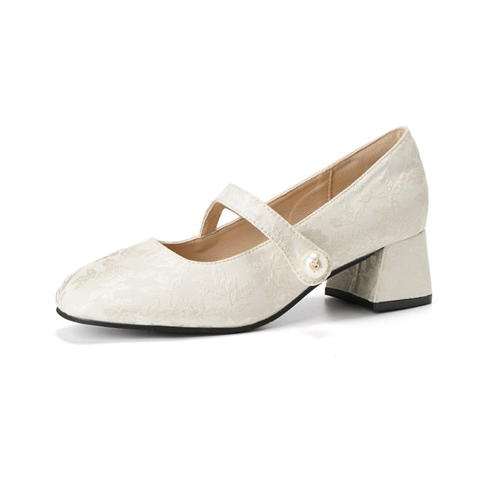 Damen elegante Mary-Jane Pumps mit modischem Plateau und dekorativem Riemchen EB