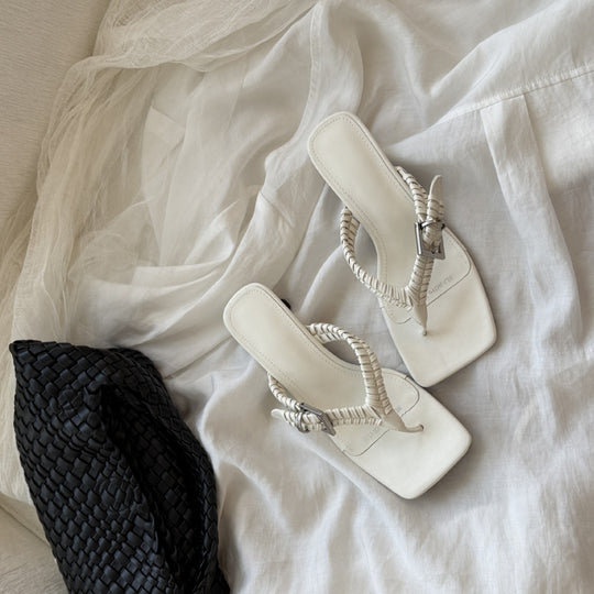 Damen Elegante Sandalen mit geflochtenem Riemen und geschlossener Zehenpartie EB