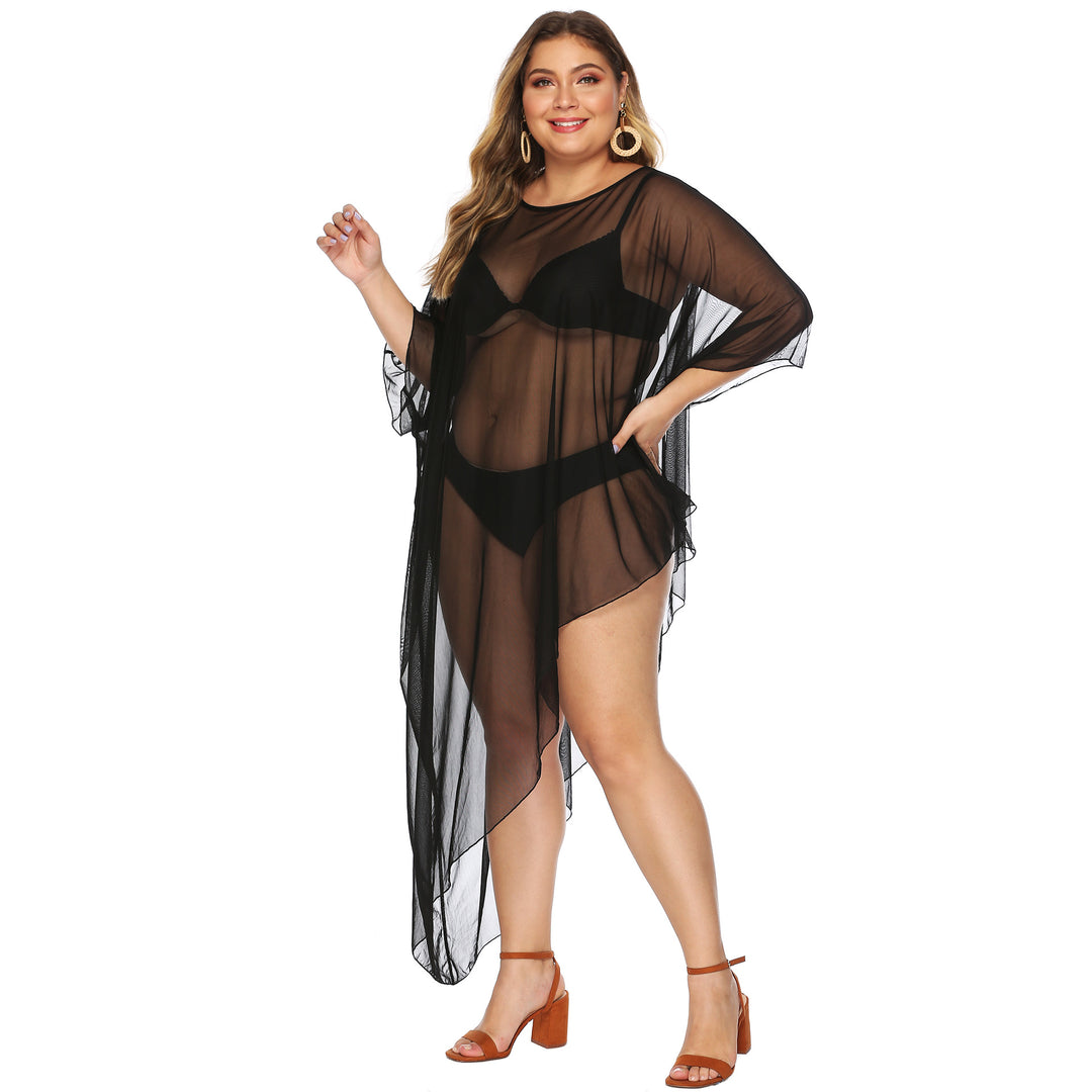 Damen eleganter Strandüberwurf aus leichtem Netzmaterial EB