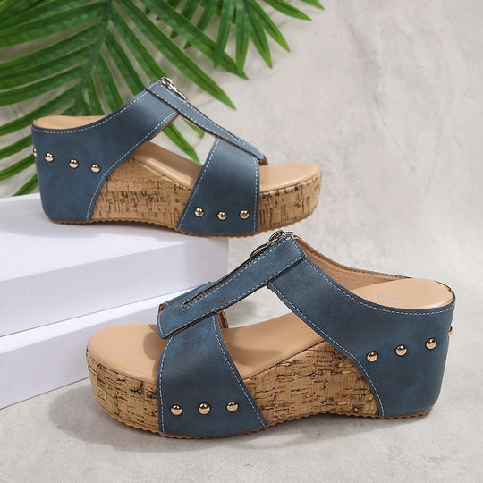 Damen Wedge-Sandaletten mit stilvollem Riemendesign EB