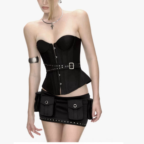 Damen Korsettoberteil mit authentischen Details und figurformenden Schnallen EB