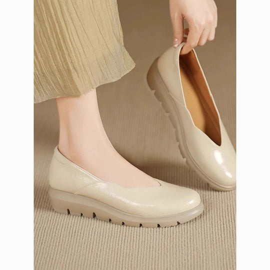 Damen bequeme Slip-On Ballerinas mit modischem Plateau EB