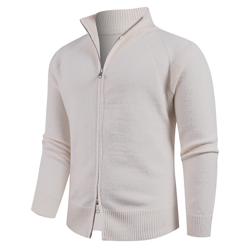 Herren hochwertige Strickjacke mit modernem Reißverschluss und hochgezogenem Kragen EB