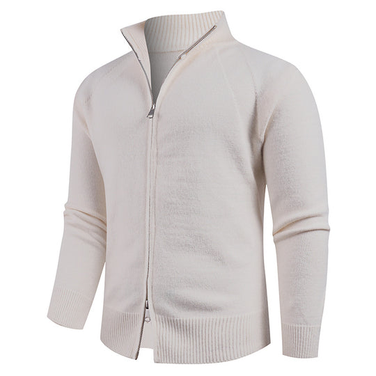 Herren hochwertige Strickjacke mit modernem Reißverschluss und hochgezogenem Kragen EB