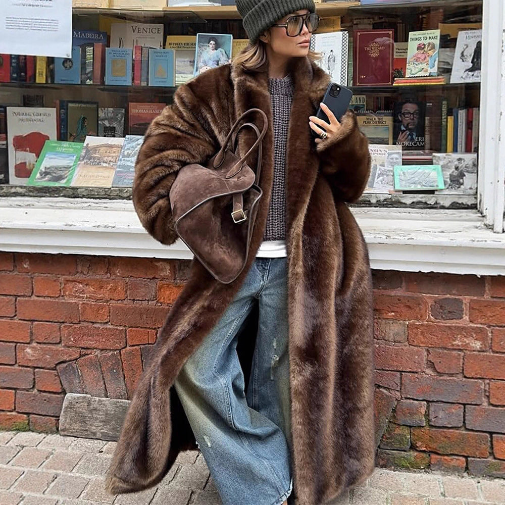 Damen luxuriöser Kunstpelzmantel EB