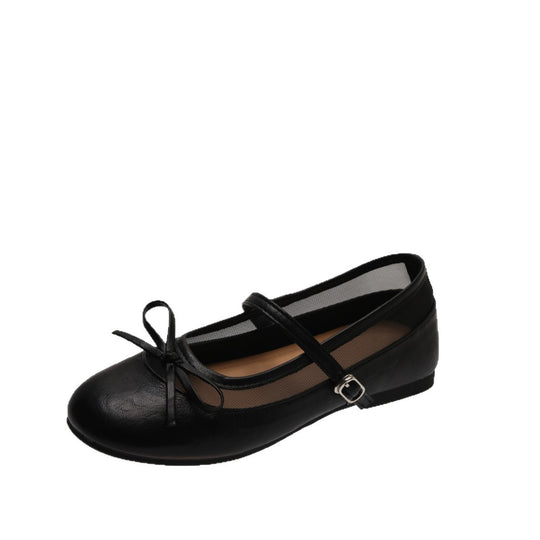 Damen elegante Ballerinas mit zartem Schleifen-Detail und atmungsaktiver Oberflächenstruktur EB