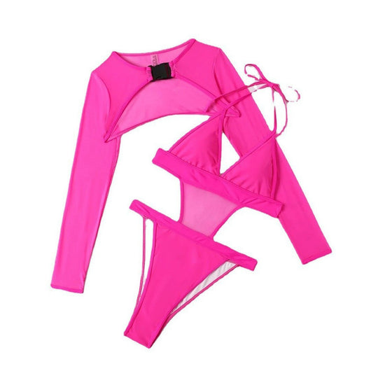 Damen Einteiler Badeanzug mit Cut-Out-Design und langem Arm EB