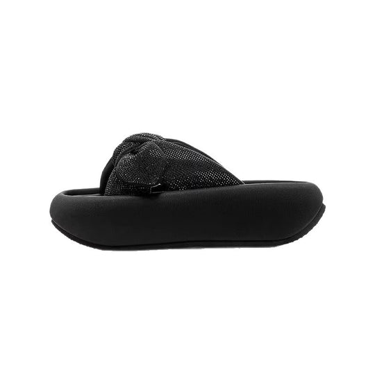 Damen bequeme und elegante Pantoletten mit dekorativem Schleifenausschnitt EB
