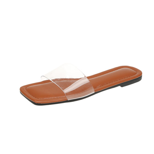 Damen transparente Slidesandalen mit elegantem, minimalistischem Design EB