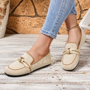 Damen  gewebte spitze Slipper mit dekorativer Schleife und gepolstertem Komfortfußbett EB