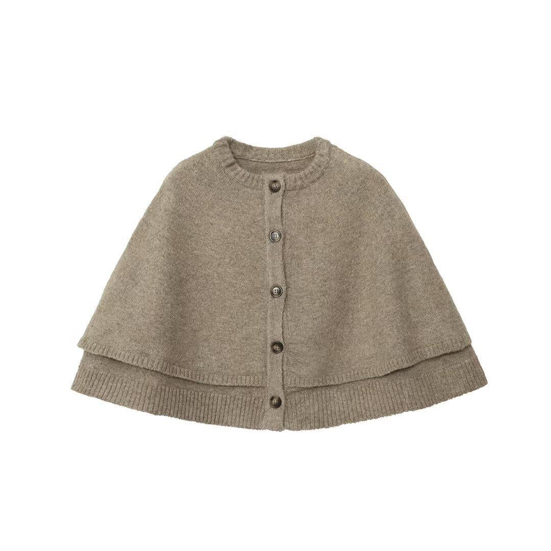 Damen modische Strickumhangjacke mit eleganten Knöpfen EB