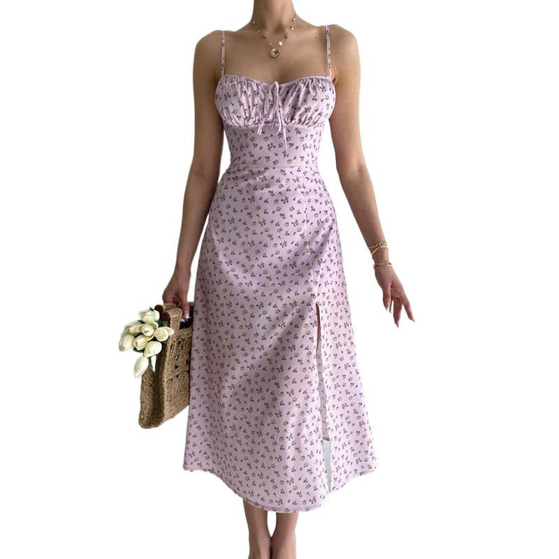 Damen Midikleid mit raffinierten Blumenmustern und seitlichem Schlitz EB