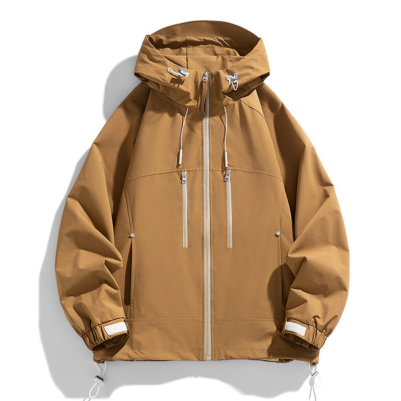 Unisex leichte winddichte Softshell-Kapuzenjacke mit verschweißten Nähten, verlängerter Rückenpartie und verstellbarem Saum EB